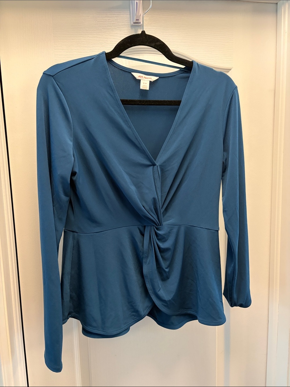 Joe Fresh Blue Twist-Front Long Sleeve Top